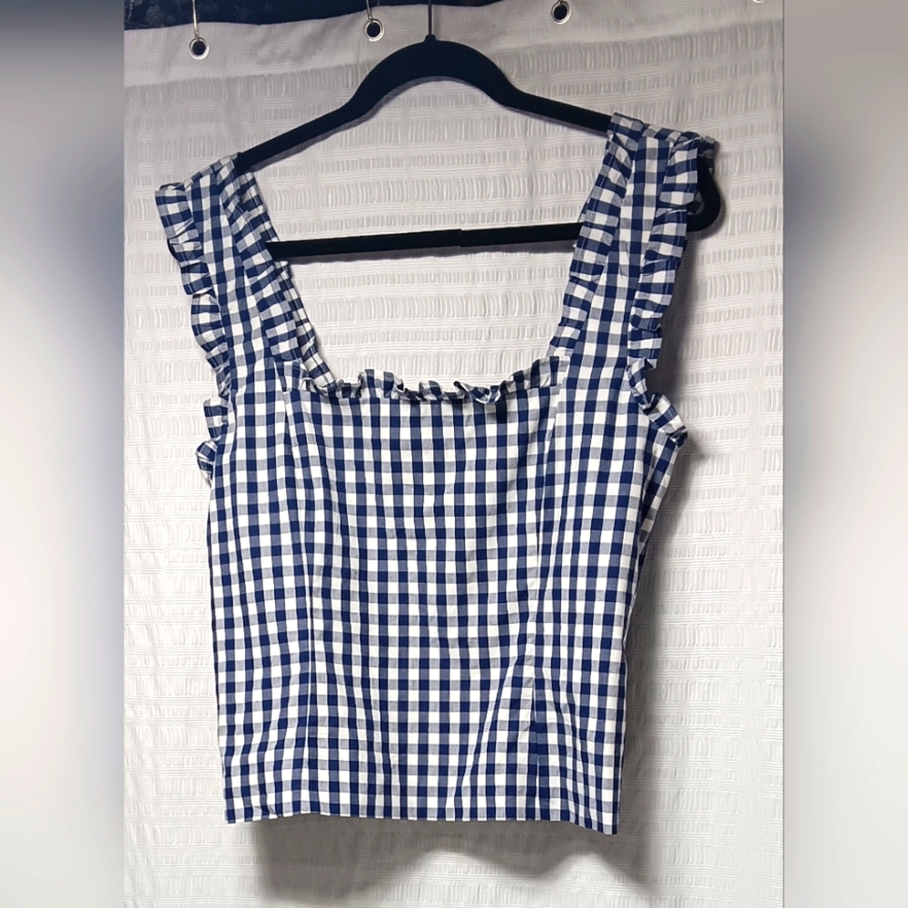 J.Crew ruffled and lined tank top. 97% cotton. Ladies sizeM